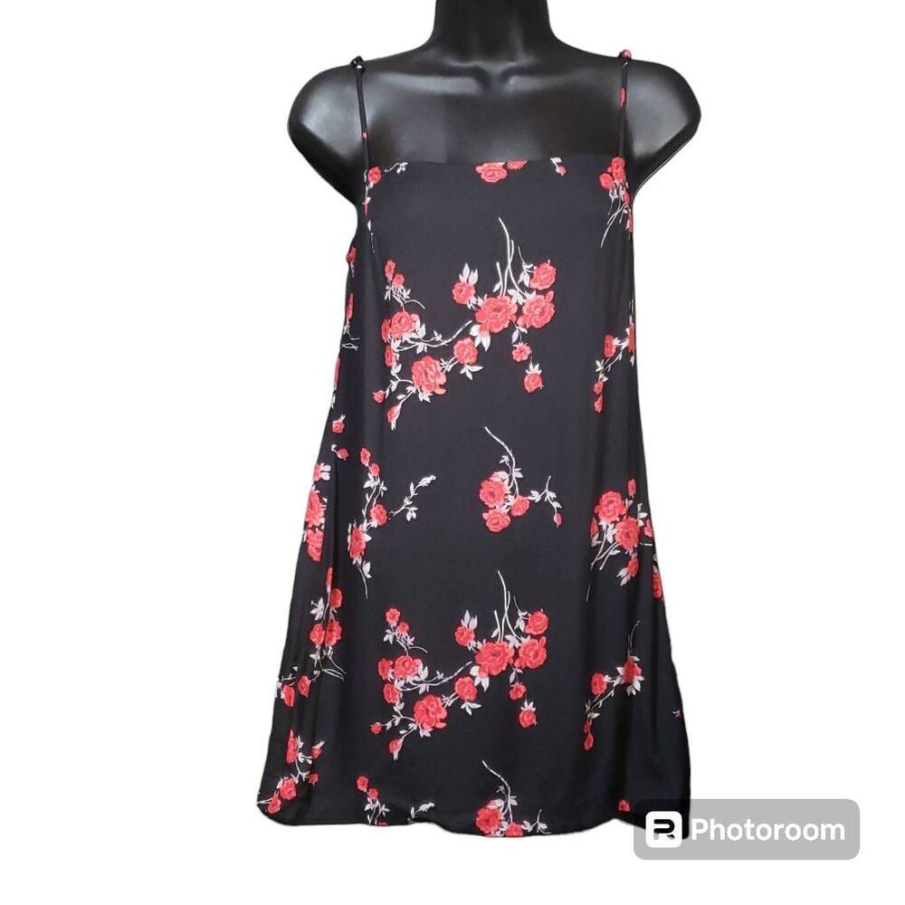 Reformation Floral Print Mini Dress Size 2 Summer Flowy Black Red‎